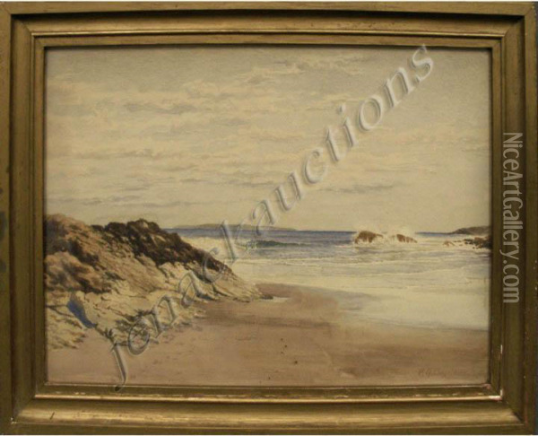 Watercolor, Coastal Landscape Oil Painting - Charles George Copeland