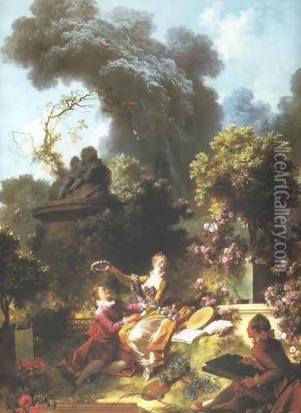 Lover Crowned Oil Painting - Jean-Honore Fragonard