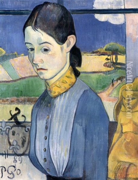 Jeune Bretonne Oil Painting - Paul Gauguin