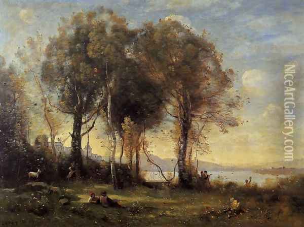 Goatherds on the Borromean Islands Oil Painting - Jean-Baptiste-Camille Corot