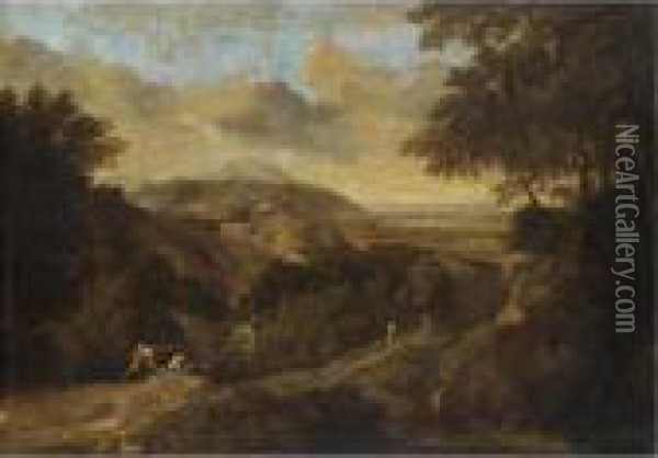 Paesaggio Con Figure Oil Painting - Gaspard Dughet Poussin