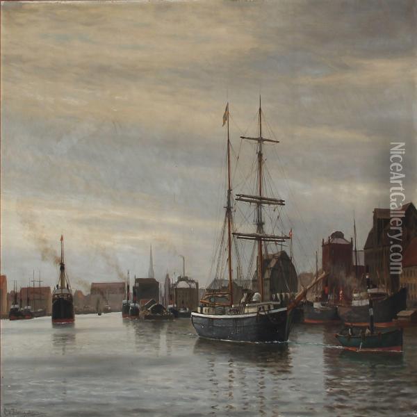 Entering Copenhagen Harbour Oil Painting - Christian Vigilius Blache