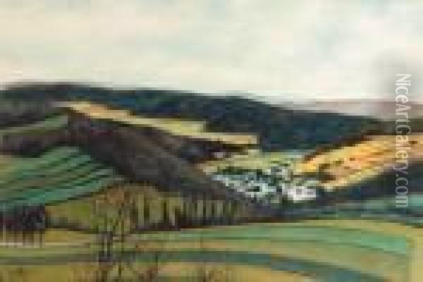 Landscape With Vresse-sur-semois In The Distance Oil Painting - Leon Spilliaert