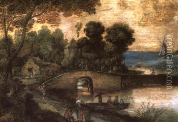 Dorf An Einem Flus Oil Painting - Ambrosius Brueghel