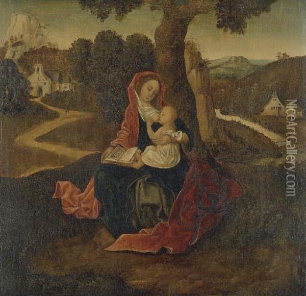 The Virgin And Child In A Landscape Oil Painting - Gerard David