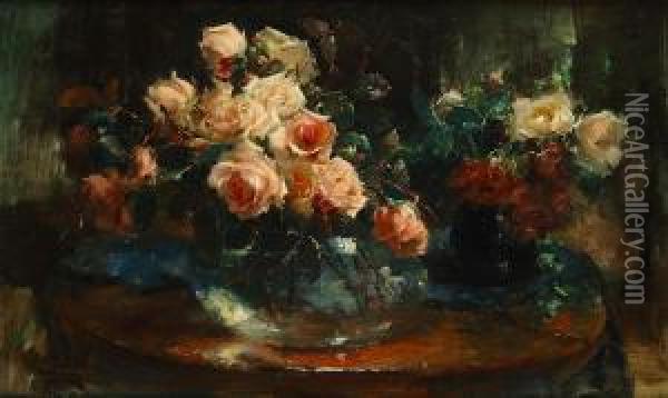 Nature Morte Aux Roses Oil Painting - Frans Mortelmans