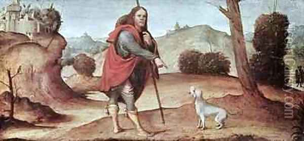 St Rocco from a predella panel Oil Painting - Francesco Francia