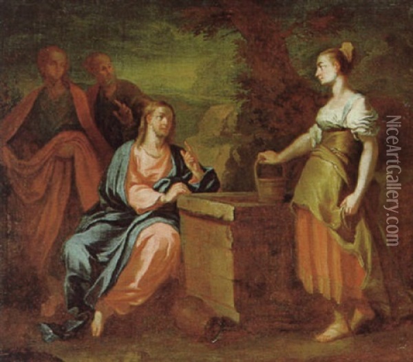 Cristo E La Samaritana Al Pozzo Oil Painting - Nicola Grassi