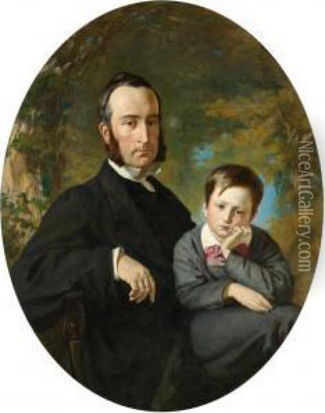 Father And Son (thomas Hopewell And His Son Timothy) Oil Painting - Frank Buchser