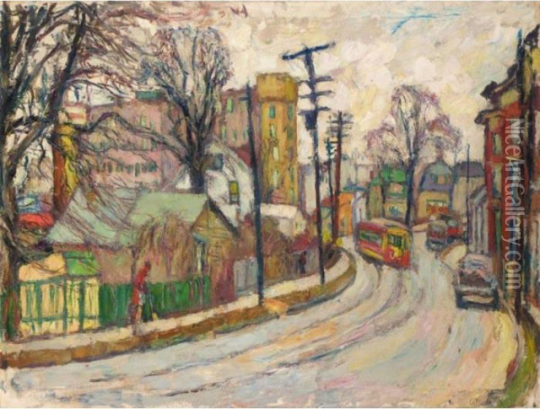 A Street In The Bronx Oil Painting - Abraham Manievich