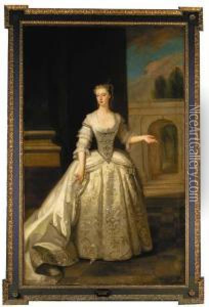 Portrait Of Lady Caroline D'arcy Oil Painting - Enoch Seeman