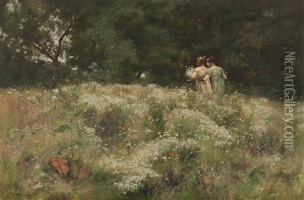 Gathering Wild Flowers Oil Painting - Charles Martin Hardie
