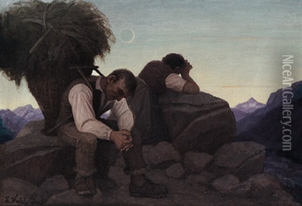 Tiroler Bergbauern Beim Abendlichen Gebet Oil Painting - Thomas Walch