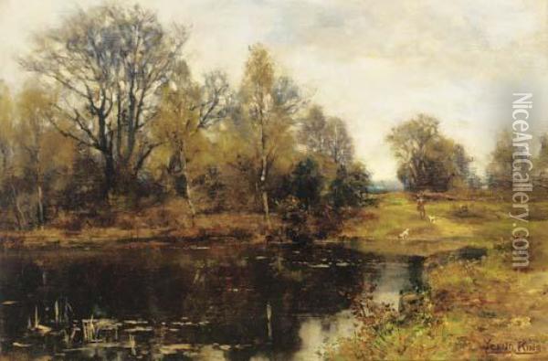 A Woodland Pool Oil Painting - Henry John Yeend King