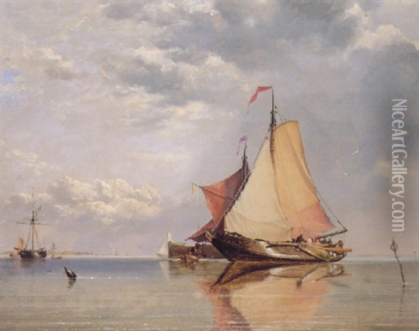 Dutch Fishing Craft Off Fort Lillo, Mouth Of The Scheldt Oil Painting - Edward William Cooke