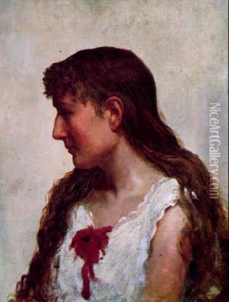 Etude De Buste De Jeune Femme Oil Painting - Anselm Friedrich Feuerbach