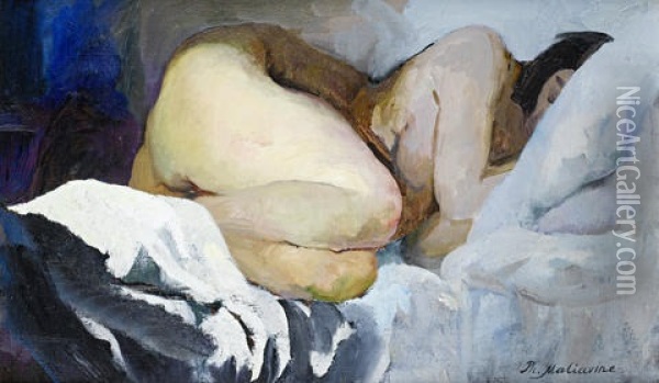 Reclining Nude Oil Painting - Filip Malyavin
