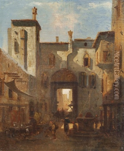 Venezia, Vicino Di Santa Marta Oil Painting - Johann Andreas Herrenburg