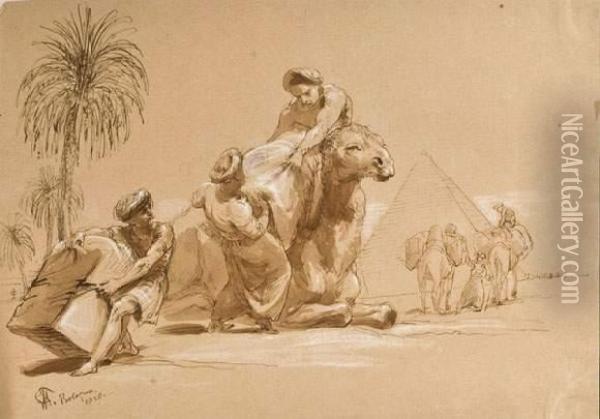 La Caravane Au Pied Des Pyramides Oil Painting - Sir George Hayter