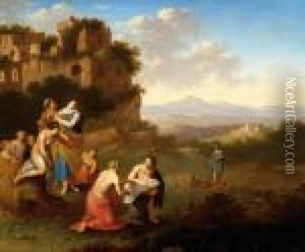 Moses Found By The Daughter Of The Pharaoh Oil Painting - Jan van Haensbergen