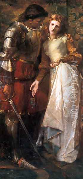 Ophelia and Laertes (or Ophelia here is Rosemary) Oil Painting - William Gorman Wills