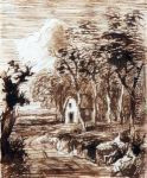 Drawing A Country Lane Oil Painting - Thomas Gainsborough