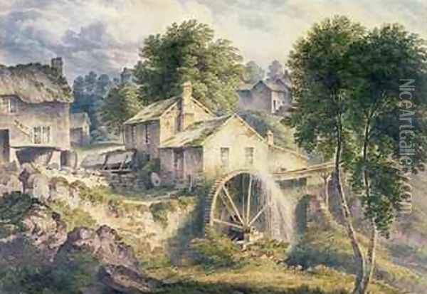 Mill in Bonsall Dale Derbyshire Oil Painting - John Glover