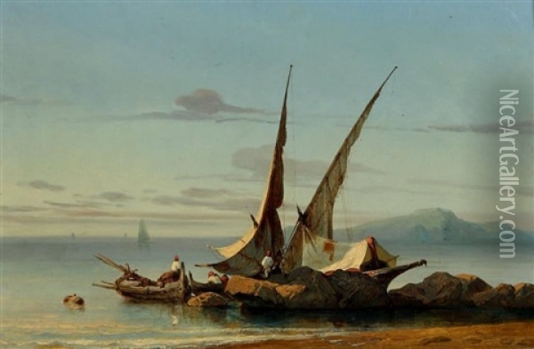 Felouque Au Moyen Orient Oil Painting - Baron Jean Antoine Theodore Gudin