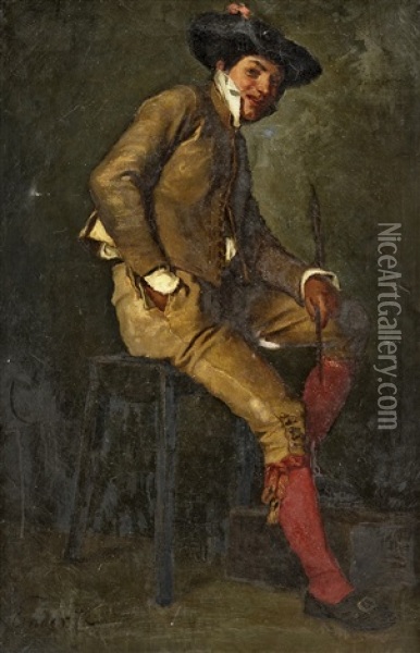 Sittende Ung Mann Oil Painting - Axel Ender