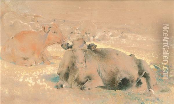 Cattle Resting Oil Painting - William Huggins