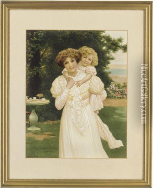 Mother And Child In The Garden Oil Painting - Herbert Blande Sparks