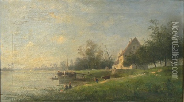 Bord De Riviere Oil Painting - Jules Charles Rozier