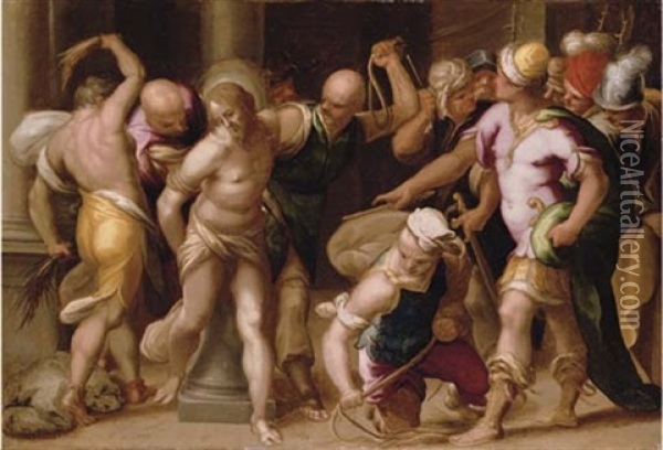 The Flagellation Oil Painting - Jacopo Palma il Giovane