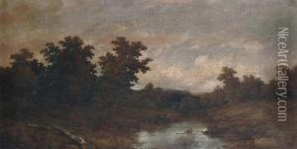 Wooded River Landscape Oil Painting - Remigius Adriannus van Haanen
