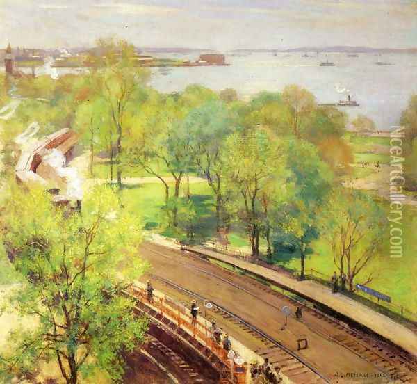 Battery Park - Spring Oil Painting - Willard Leroy Metcalf