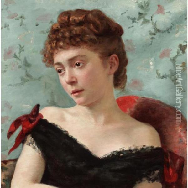 Portrait Of A Lady Said To Be Queen Alexander Oil Painting - Laurits Regner Tuxen