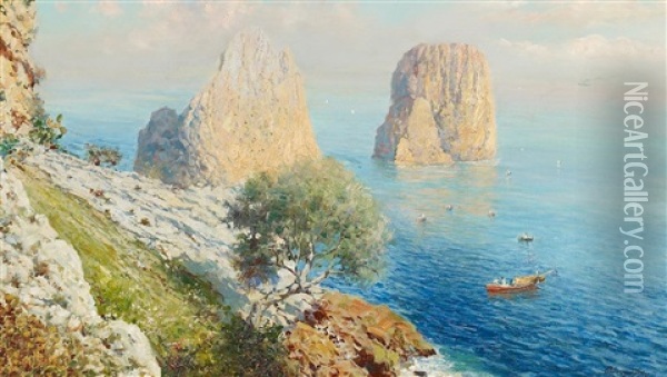 Capri, Blick Auf Die Faraglioni Oil Painting - Bernardo Hay