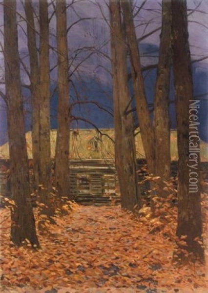 Autumn Leaves Oil Painting - Evgeniy Ivanovich Stolitsa