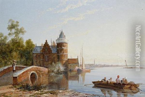 On The Spaarn, Holland Oil Painting - William Raymond Dommersen