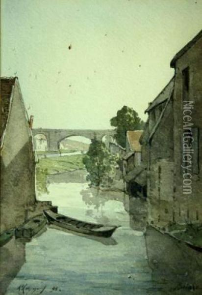 Briare, La Riviere Oil Painting - Henri-Joseph Harpignies