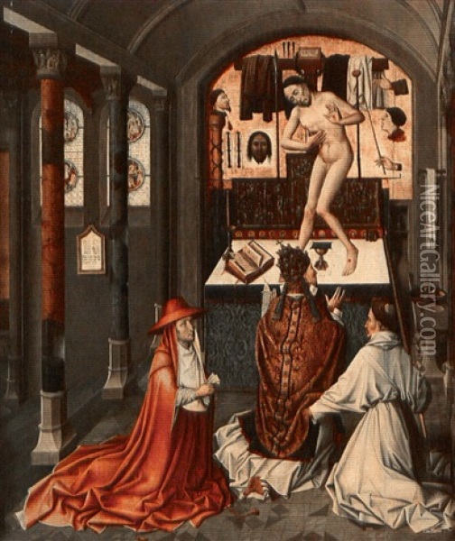 The Mass Of Pope Gregory Oil Painting - Robert Campin