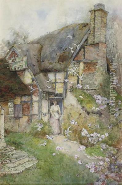 An Old Cottage Near Church Stretton, Shropshire Oil Painting - David Woodlock