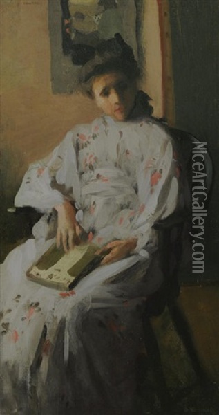 Girl In Kimono Oil Painting - Caroline Stehlin