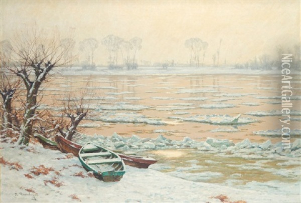 Winter Am Niederrhein Oil Painting - Alfred Rasenberger