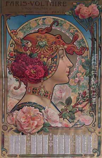 Calendar for 1901 for the Paris Voltaire shop Paris Oil Painting - Louis Theophile Hingres