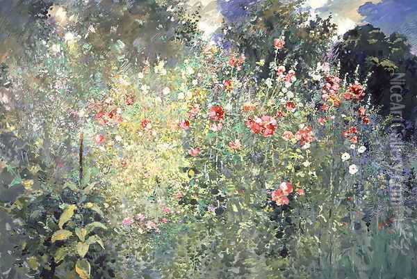 A Garden is a Sea of Flowers, 1912 Oil Painting - Ross Sterling Turner