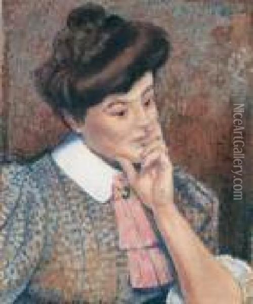 Femme Pensive (mme Lemmen) Oil Painting - Georges Lemmen