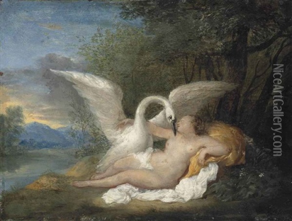 Leda And The Swan Oil Painting - Nicolas Vleughels