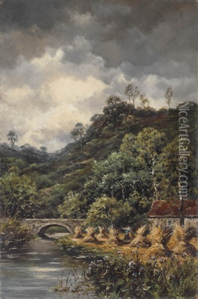 A Devon Stream Oil Painting - Hermanus Koekkoek the Younger