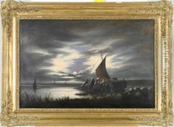 Fiskare I Manskenslandskap Oil Painting - Carl Stephan Bennet